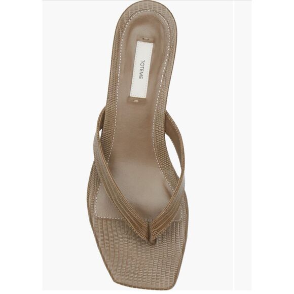 Toteme Lizard Embossed Kitten Heel Flip Flop 39 Olive - Picture 4 of 14